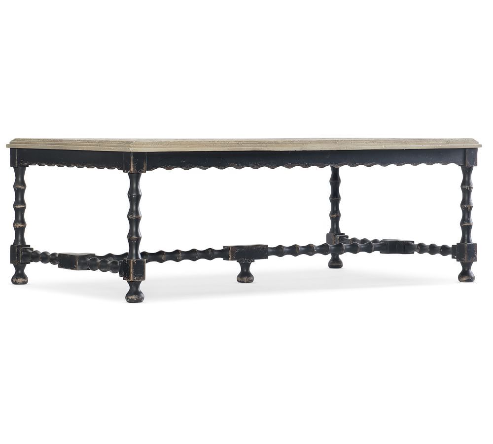 Stelio Rectangular Wood Coffee Table, Black &amp;amp; Distressed White, 54&amp;quot;L | Pottery Barn (US)