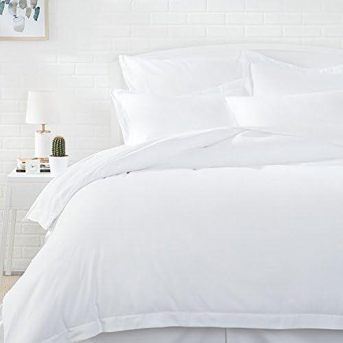 Amazon Basics Light-Weight Microfiber Duvet Cover Set with Snap Buttons - King, Bright White | Amazon (US)