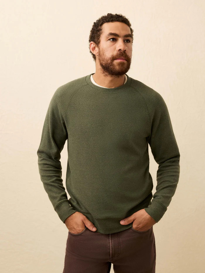 Legend Sweater Crew - Fall Evergreen Twill | Faherty