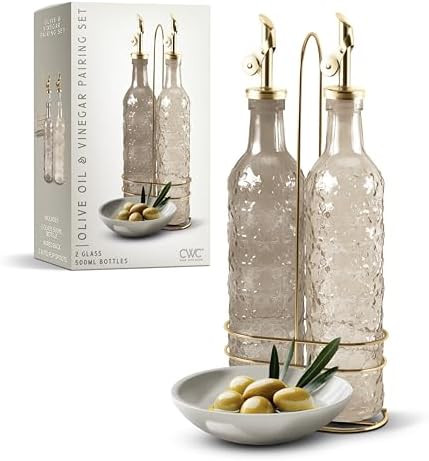 COOK WITH COLOR Glass Olive Oil Bottle Dispenser - 2 Pack- 17oz Oil and Vinegar Cruet - Olive Oil... | Amazon (US)