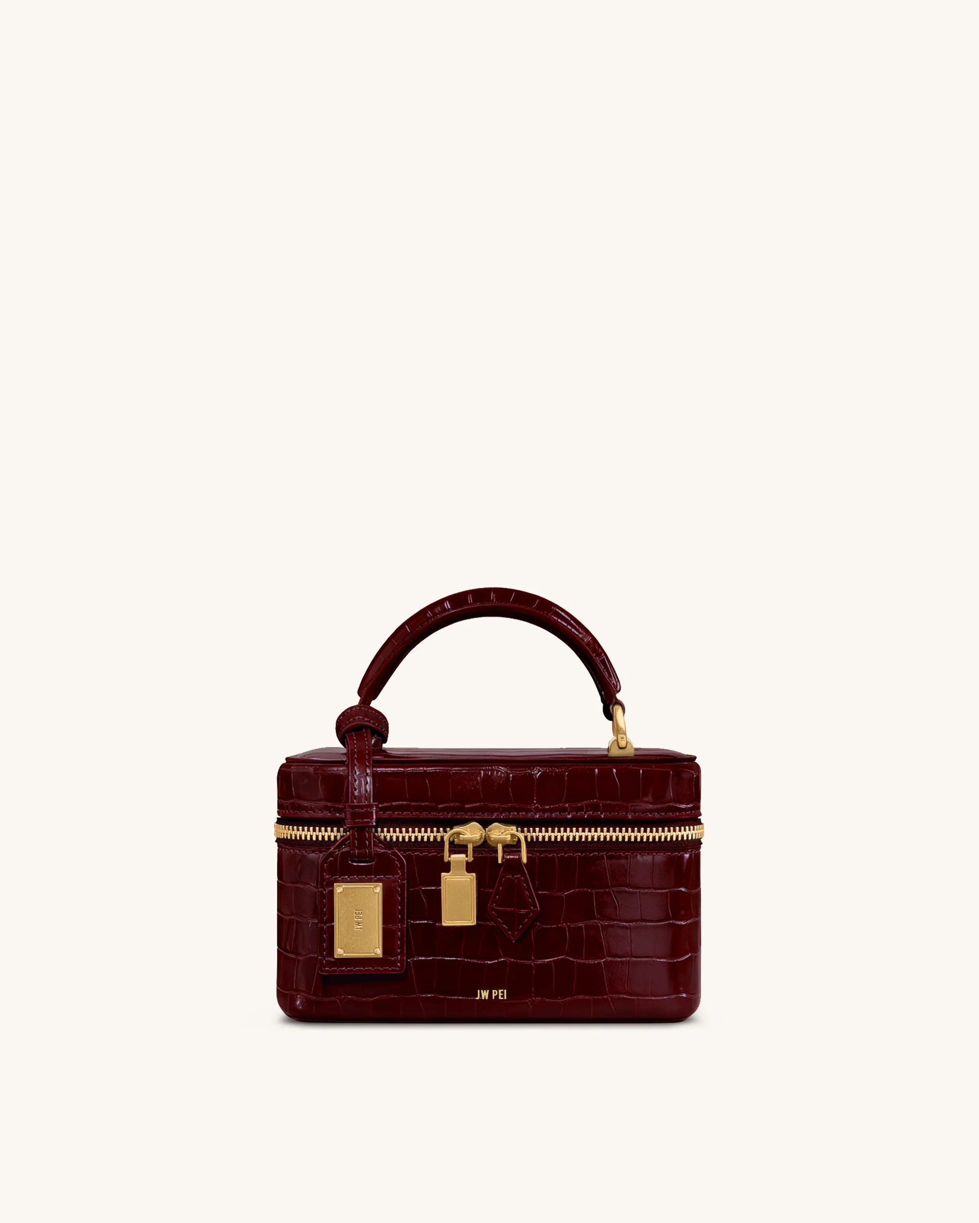 Cleo Box Shape Top Handle Bag - Claret Croc | JW PEI US