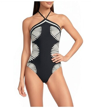 Gibson & Latimer Energy Circles High Neck Halter One Piece Swimsuit | Dillard's | Dillard's