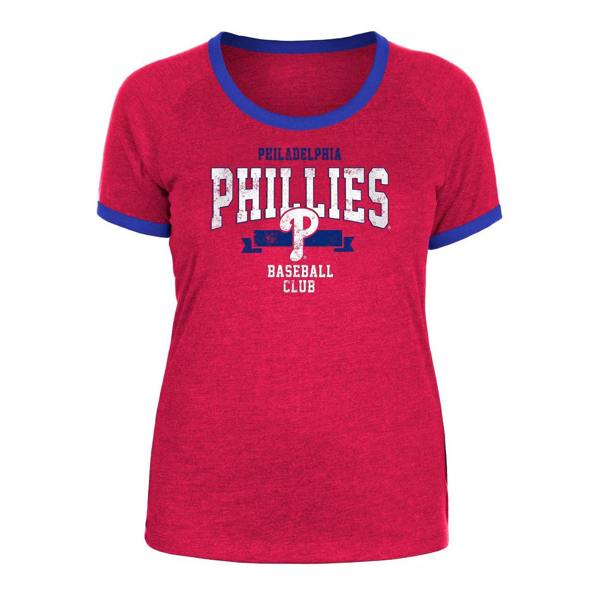 MLB Philadelphia Phillies Women's Heather Bi-Blend Ringer T-Shirt - XS | Target