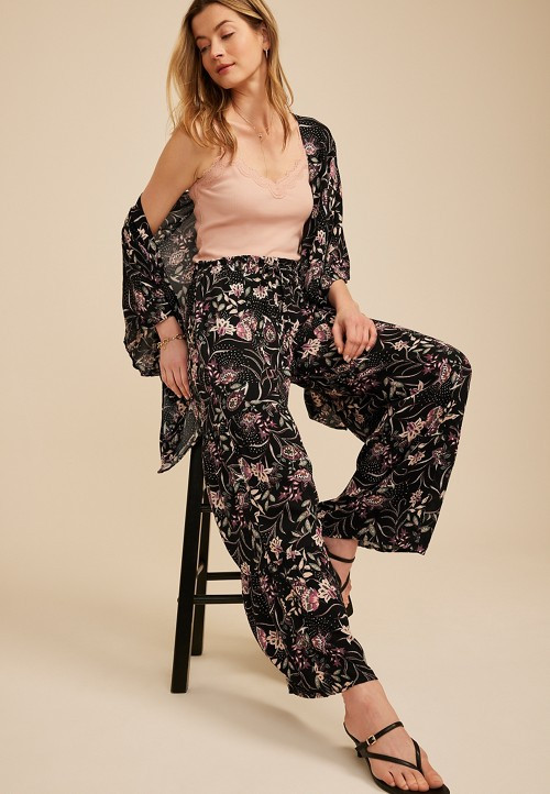 Paisley Floral Print Palazzo High Rise Pant | Maurices