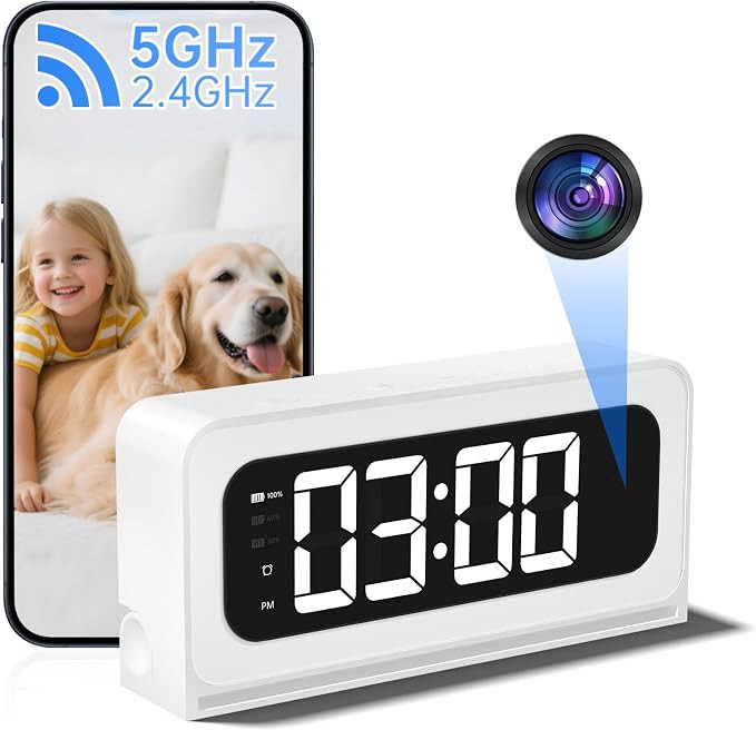 Smart Clock Camera,5G&2.4G WiFi Security Camera Indoor,2K Cameras for Home Security,3 in 1 Nanny ... | Amazon (US)