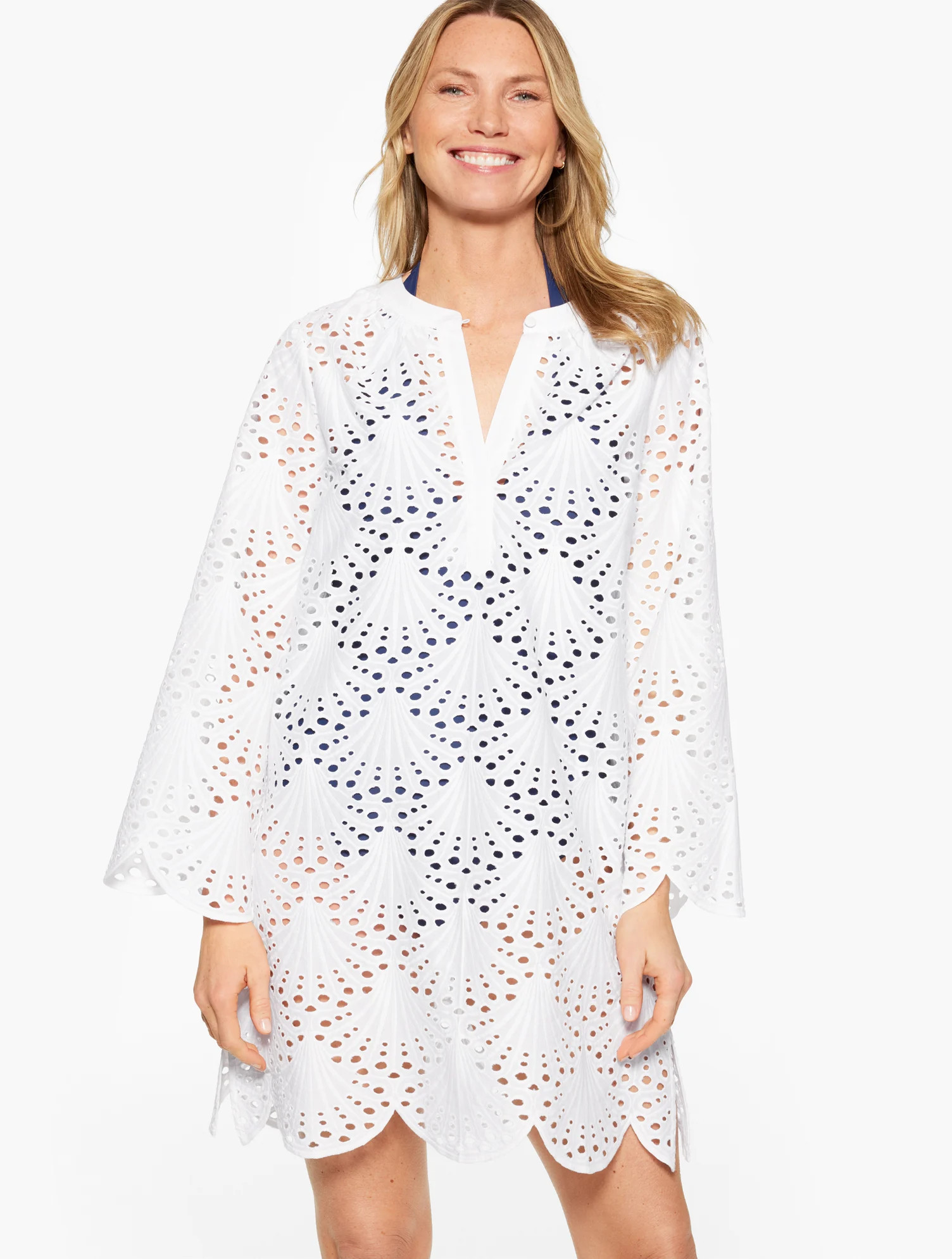 Plus Size - Aqua Club Eyelet Dress Cover-Up - White - 2X Talbots | Talbots