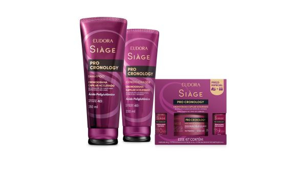 Combo Siàge Pro Cronology: Shampoo 250ml + Condicionador 200ml + Kit Cronograma Capilar Acelerad... | Eudora (BR)