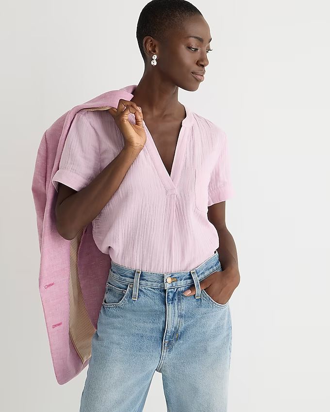 V-neck soft gauze popover | J.Crew US