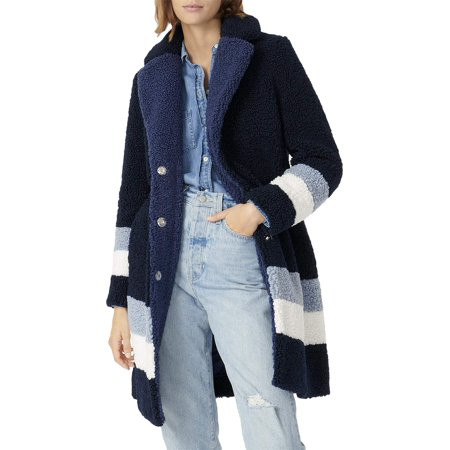 J.Crew Color-Block Ariana Sherpa Topcoat Blue Multi 2XL/1X (US 18) | Walmart (US)