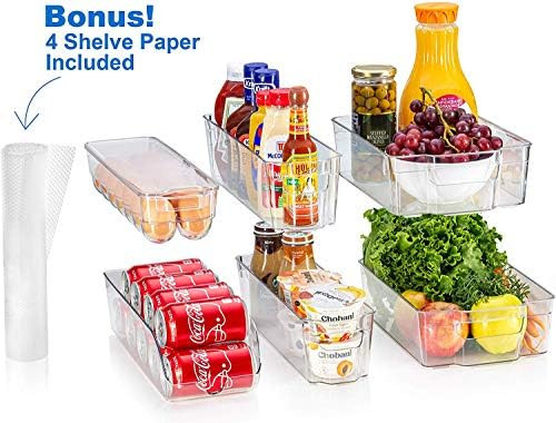 fridge bins and organizers Set of 10 - Stackable refrigerator bins set includes 6 bins for food c... | Amazon (US)