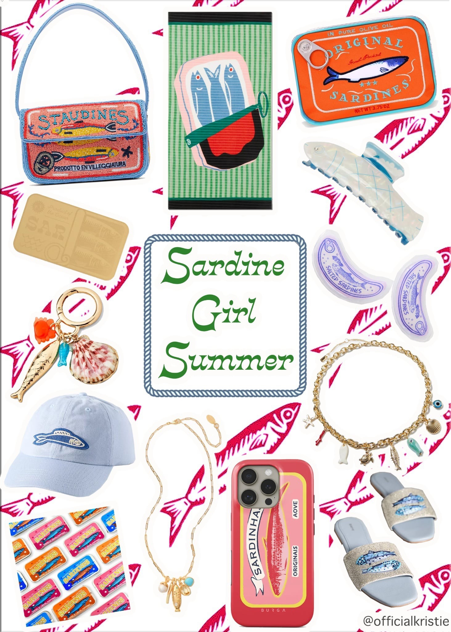 I can’t remember a summer trend I haven’t tried—and this year, it’s all about Sardine Girl Summer 🐟✨. This shiny silver fish is popping up everywhere—from beaded purses and strappy sandals to keychains, makeup bags, and even iPhone cases. It’s playful, nostalgic, and weirdly chic.
Don’t worry—you don’t have to love tinned fish to get into this whimsical aesthetic. Think coastal charm meets quirky cool.

#SardineGirlSummer #LTKsummerstyle #LTKtravel #LTKunder100 #CoastalStyle #BeachDayReady
#TikTokMadeMeBuyIt
#SeafoodieStyle

#LTKSeasonal #LTKTravel #LTKFindsUnder50