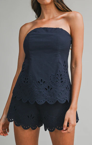 Akora Embroidered Tube Top and Shorts Set | Mint Clothing Boutiques