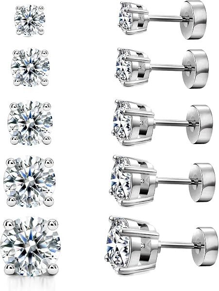 Kainier Women's 14K Gold Plated CZ Stud Earrings Hypoallergenic studs | Amazon (US)