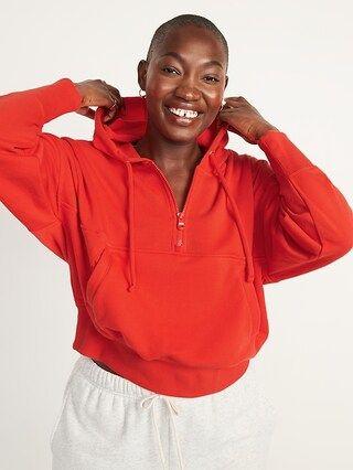 Loose Cropped Quarter-Zip Hoodie for Women | Old Navy (US)
