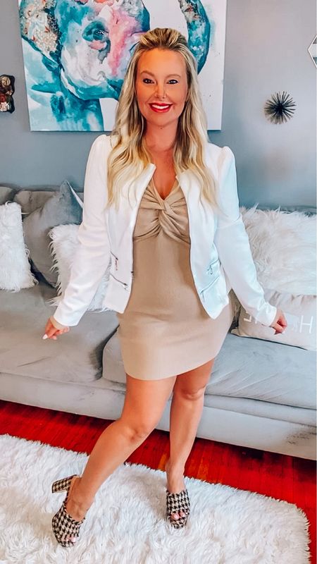 Cute summer outfit with a sweater dress! I love this Amazon blazer. Easy transition look. The tweed heels are so fun. 

#LTKSeasonal #LTKshoecrush #LTKunder50