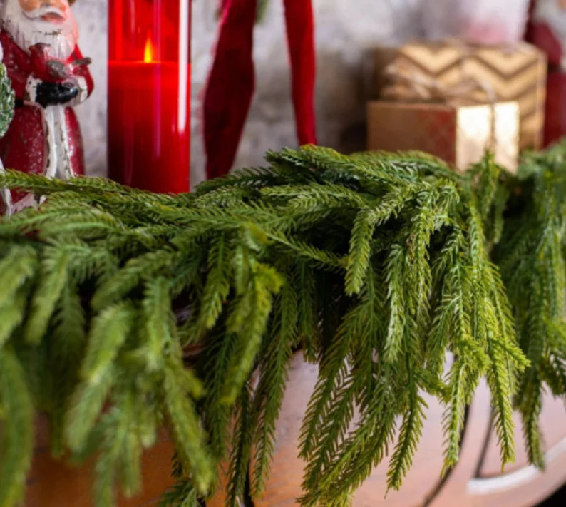 Norfolk Pine Garland, Real Touch Norfolk Pine Christmas Holiday Front Door Garland Table Runner, ... | Etsy (US)