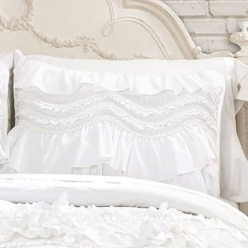 Lush Decor Kemmy Quilt Ruffled Textured 2 Piece Twin Size Bedding Set, White | Amazon (US)