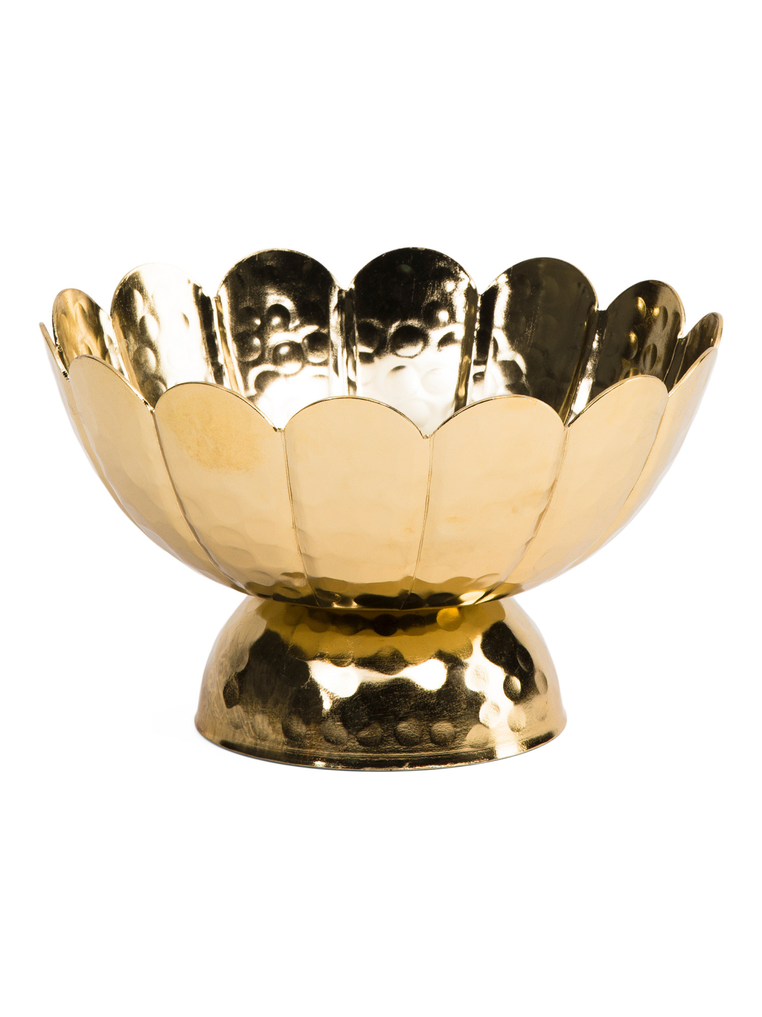 Hammered Pedestal Fruit Bowl With Scalloped Detail | TJ Maxx