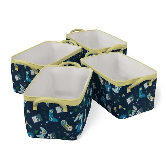 Mainstays Kids Medium Gamer Canvas Printed Storage Basket with Handles, 4 Pack | Walmart (US)