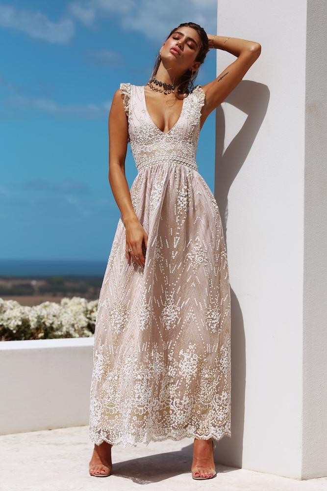 Gold On The Ceiling Maxi Dress Champagne | Hello Molly (AU)