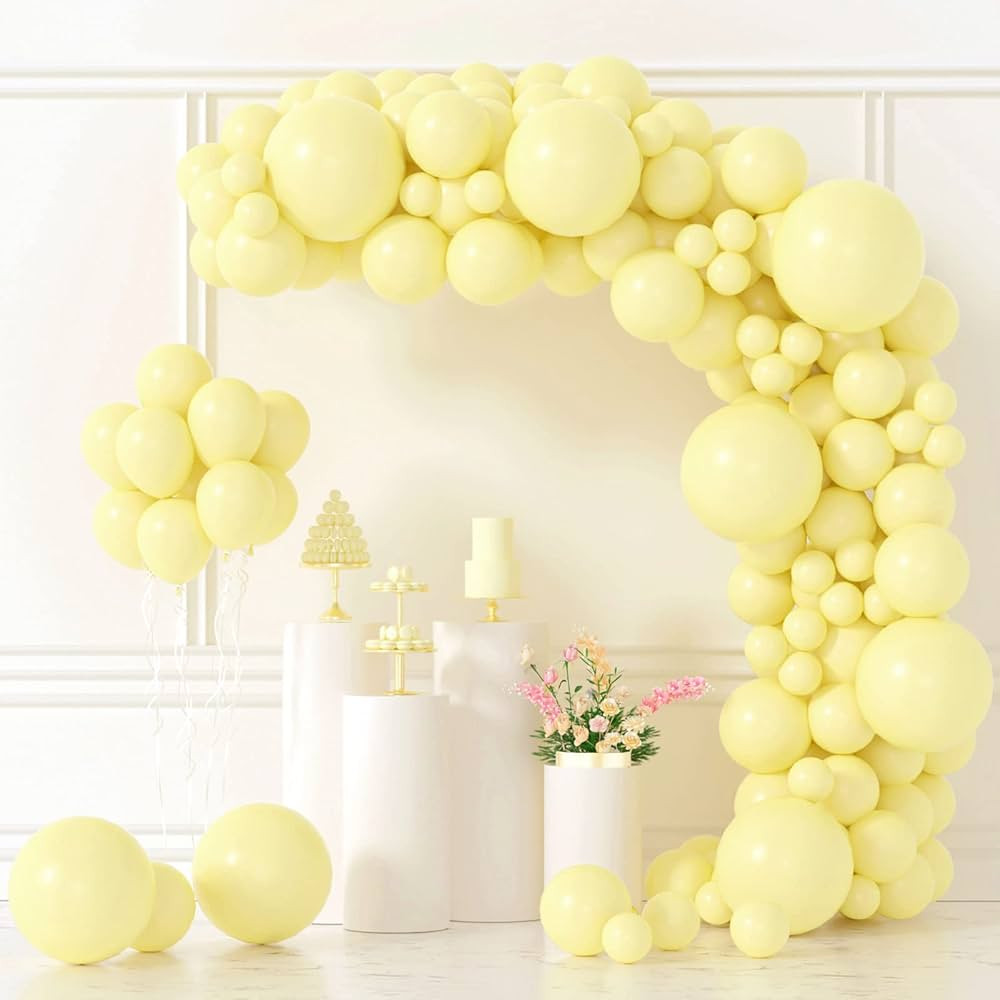 Pastel Yellow Balloons Garland Kit 108Pcs 18 12 10 5 inch Matte Light Yellow Balloons with Balloo... | Amazon (US)