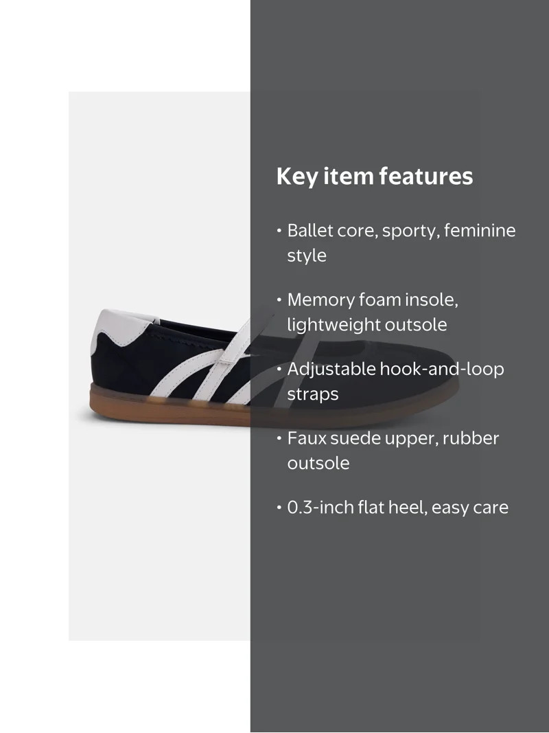 No Boundaries Women\u2019s Strappy Ballet Sneakers | Walmart (US)