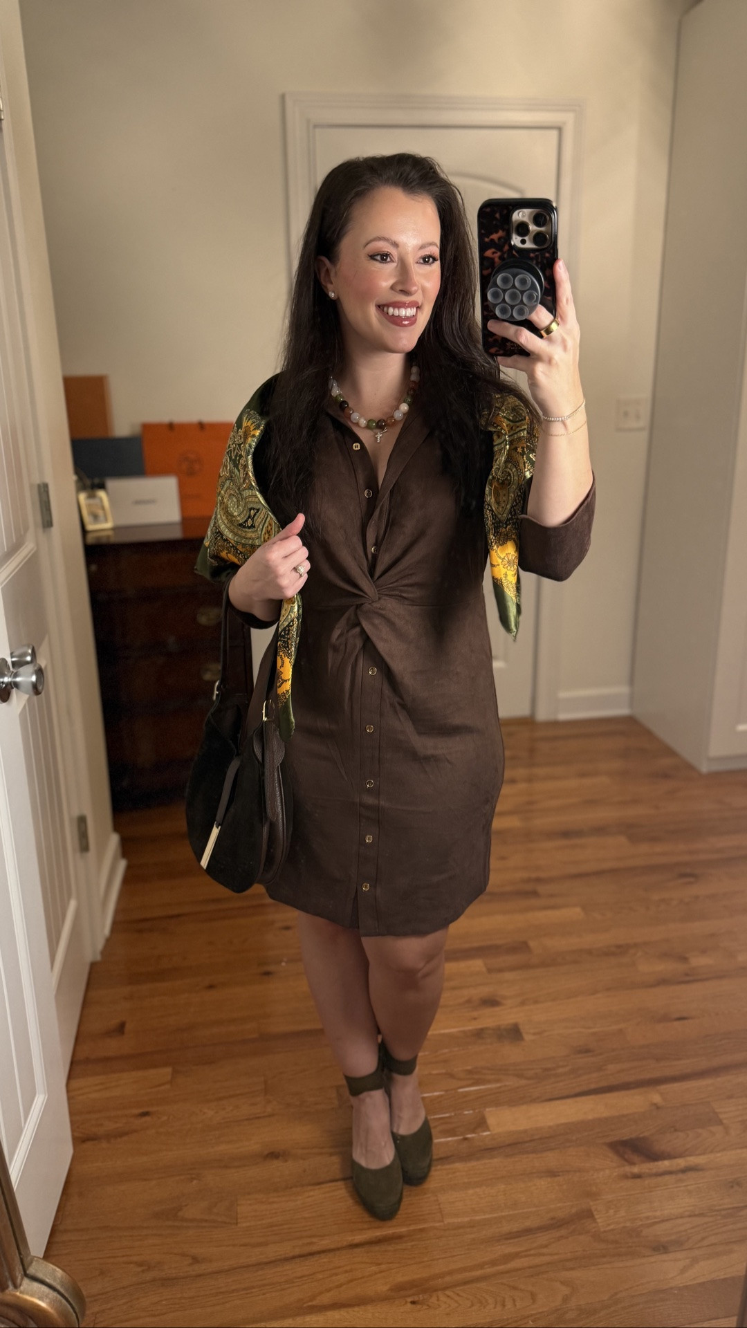 @Duffield Lane brown suede fall dress (I’m wearing medium)
Fall Date night outfit 
Ralph Lauren polo Id bag
Olive silk scarf (Amazon find!)

#LTKTravel #LTKSeasonal #LTKootd
