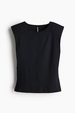 Coated vest top - Round neck - Sleeveless - Black - Ladies | H&M GB | H&M (UK, MY, IN, SG, PH, TW, HK)