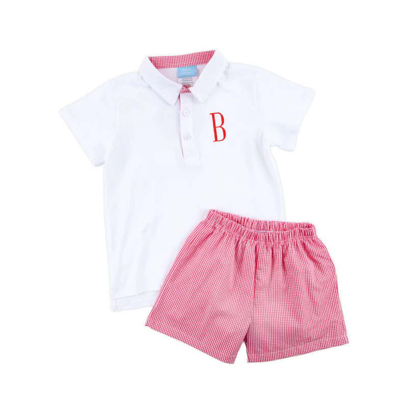 Red Gingham Polo Short Set | Classic Whimsy