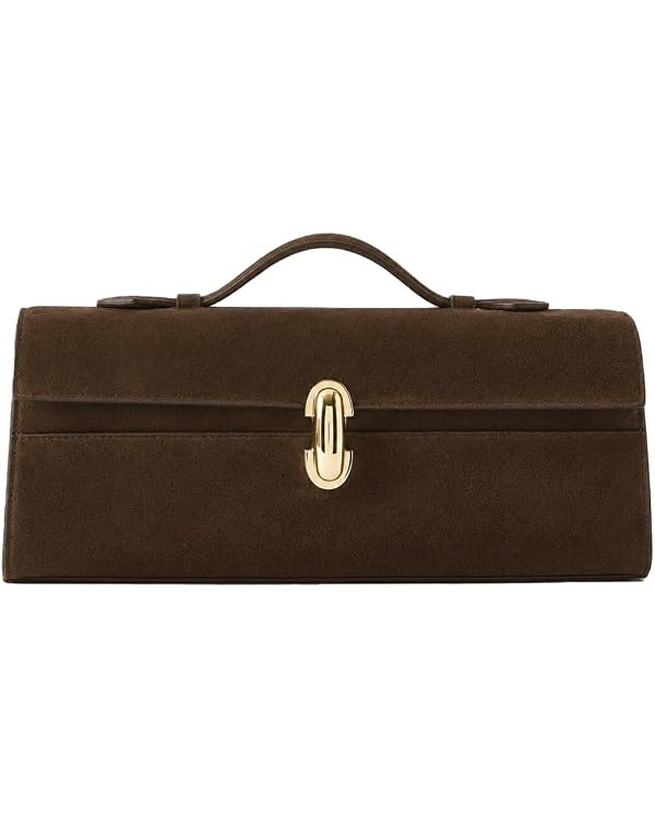 Suede Clutch for Women Luxury Small Tote Chic Handbag Work Purses | Amazon (US)