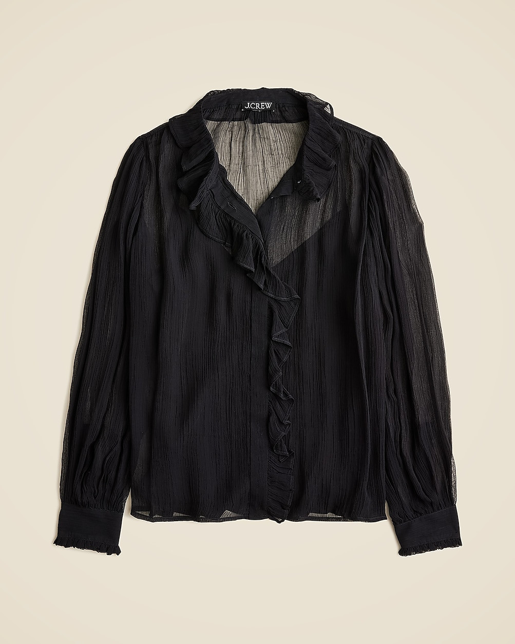 Ruffle button-up shirt in crinkle chiffon | J. Crew US