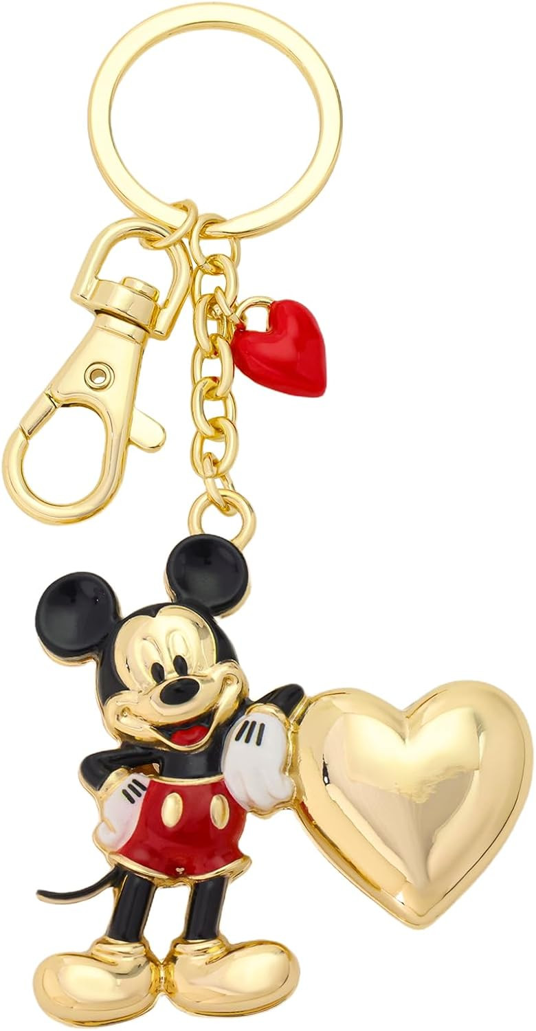 Disney Mickey Mouse Keychain Bag Charm, Heart Enamel Gold Tone | Amazon (US)