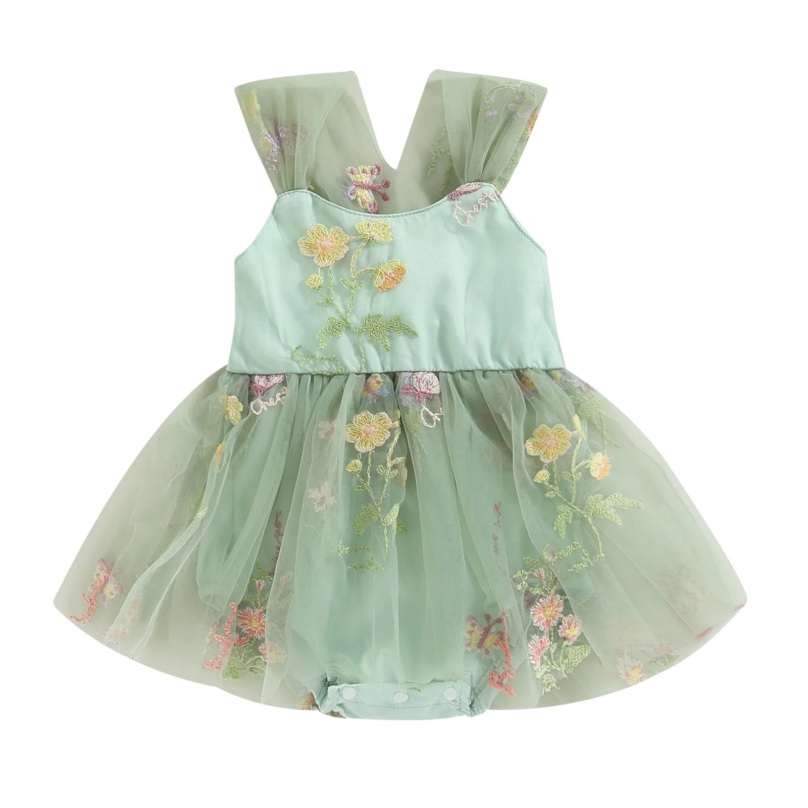 Vestido de Encaje y Tul para Bebé Niña sin Mangas con Bordado de Flores, Tutú de Malla, Vestid... | Walmart (US)