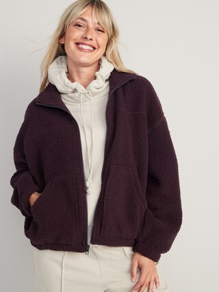 Slouchy Sherpa Zip Jacket for Women | Old Navy (US)
