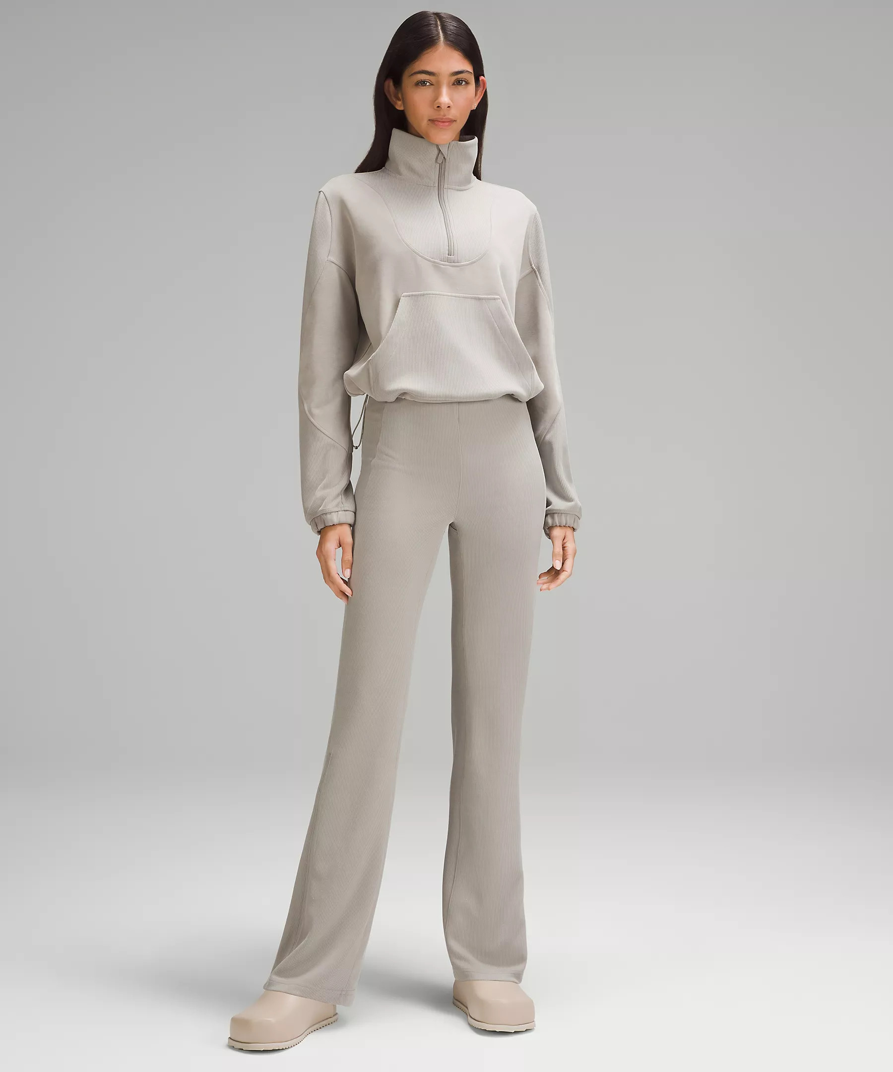 Brushed Softstreme Ribbed Zip Flared Pant 32.5" | Women's Sweatpants | lululemon | Lululemon (US)