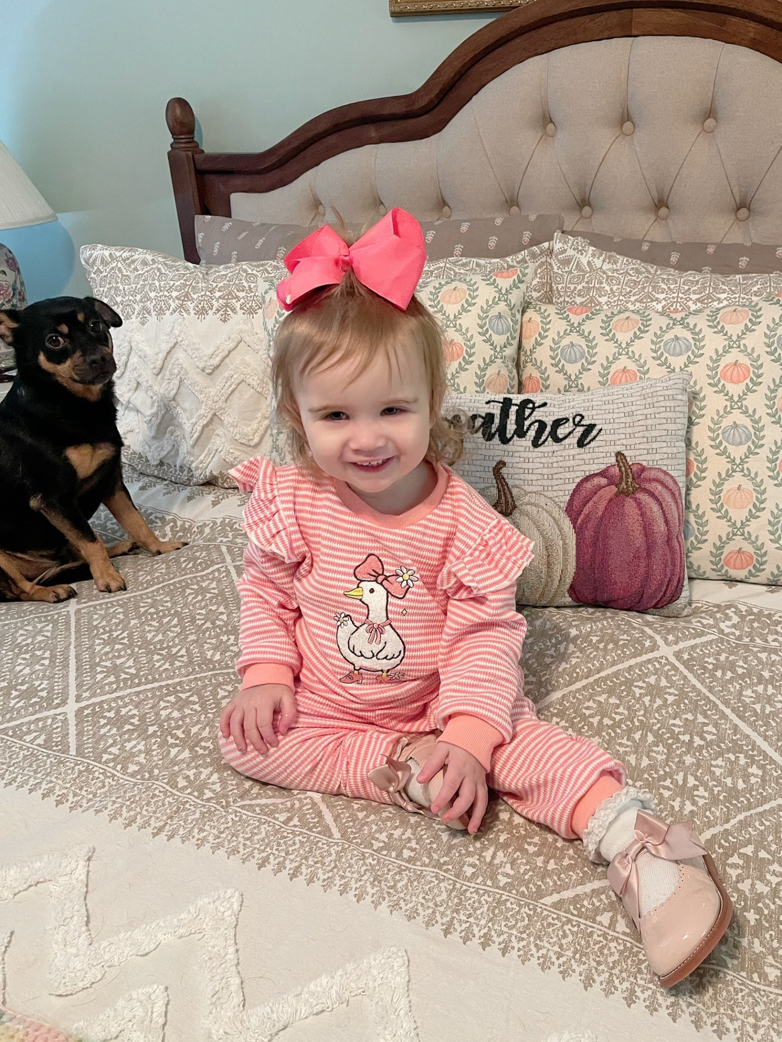 💗 Cozy cuteness overload! Caroline’s wearing the most precious striped toddler fall pajamas 👧🏻🍂 from Amazon — under $15! I love the girly ruffle details and the sweet goose print 🦢✨ (perfect for bedtime or comfy mornings at home).

We paired them with toddler Mary Jane bow shoes 🎀 (also Amazon finds!) and one of our favorite oversized toddler hair bows 💕 for that picture-perfect look. These pieces are not only adorable but also budget-friendly, which makes them easy to stock up on for fall and winter.

Styled on our bed with cozy fall throw pillow covers 🍁 and neutral bedding, this is such a fun mix of seasonal home accents + toddler fashion that makes everyday moments feel special. 🏡✨

⸻


Amazon toddler pajamas 👧 | striped fall toddler outfit | toddler girl Mary Jane shoes | toddler bows set 🎀 | cozy fall home decor | Amazon throw pillow covers 🍁 | budget-friendly toddler fashion | fall bedtime outfit ideas


#LTKBaby #LTKHome #LTKKids