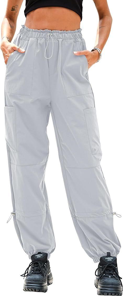Women's Cargo Pants Baggy Trendy Casual Lightweight Summer Hiking Parachute Pants | Amazon (US)