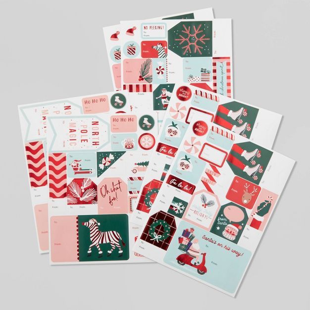 90ct Peel &#38; Stick Gift Tag Green/Pink/Red/Blue - Wondershop&#8482; | Target
