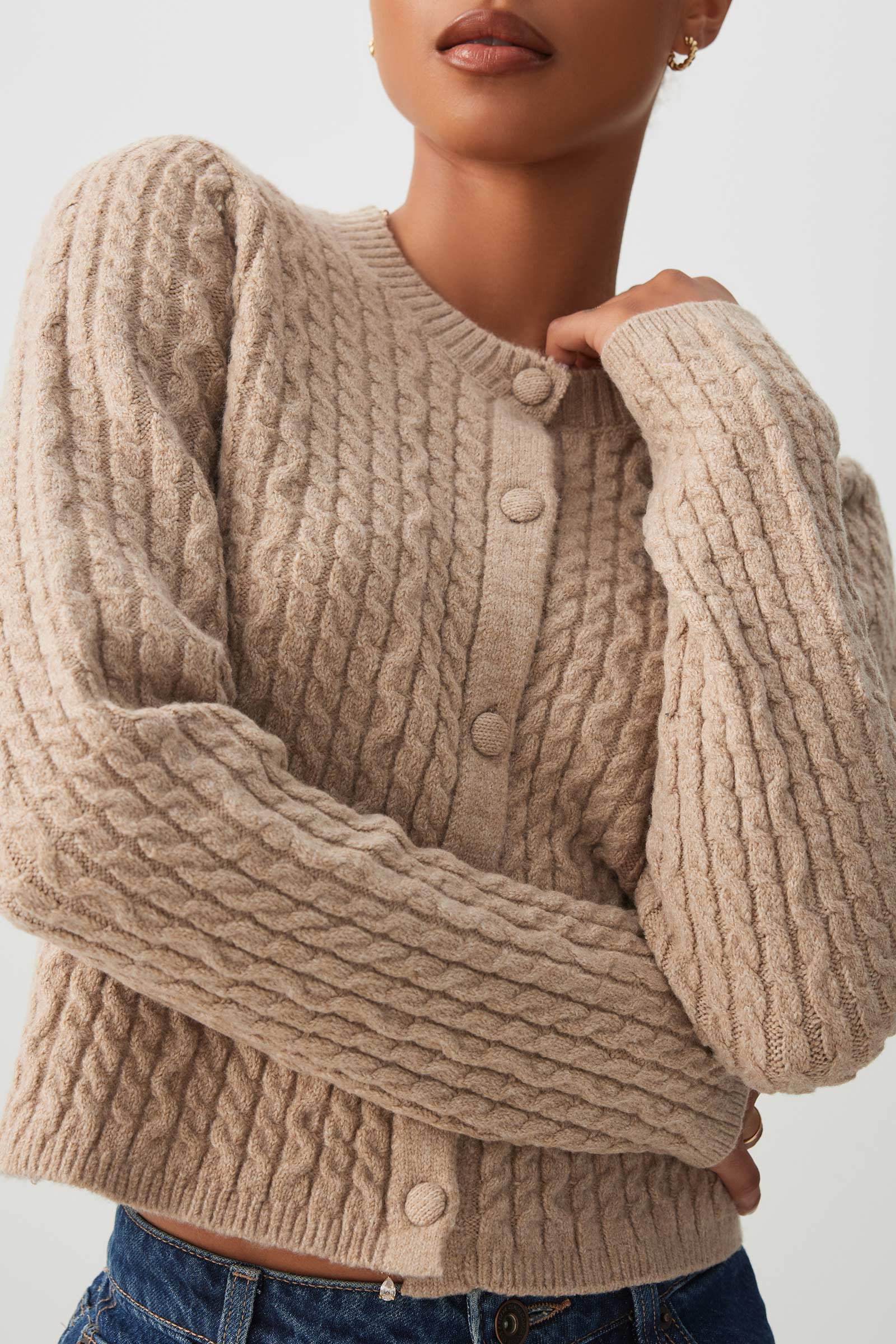 Cable Knit Crop Cardigan | Ardene