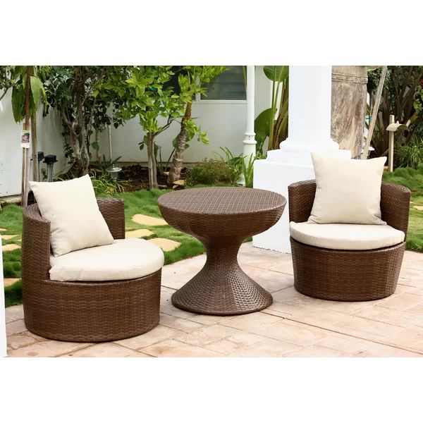 Lisette 3 Piece Rattan Seating Group with Cushions | Wayfair North America