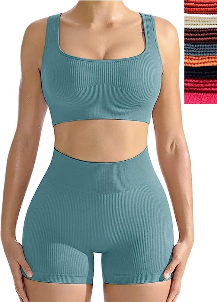 niyokki Workout Sets for Women, Seamless Crop Tops Leggings Matching 2 Pieces Outfits, Two Piece ... | Amazon (US)