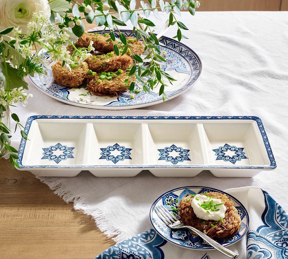 Hanukkah Medallion Stoneware Sectioned Serving Platter | Pottery Barn (US)