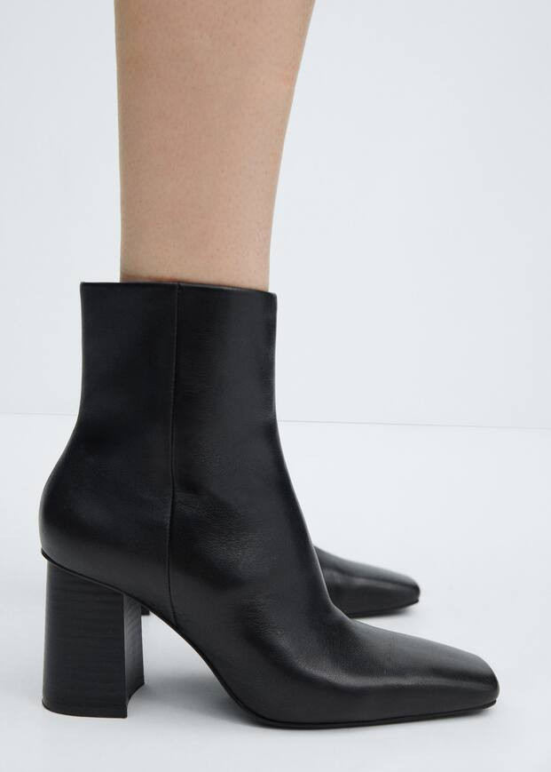 Squared toe leather ankle boots | MANGO (UK)