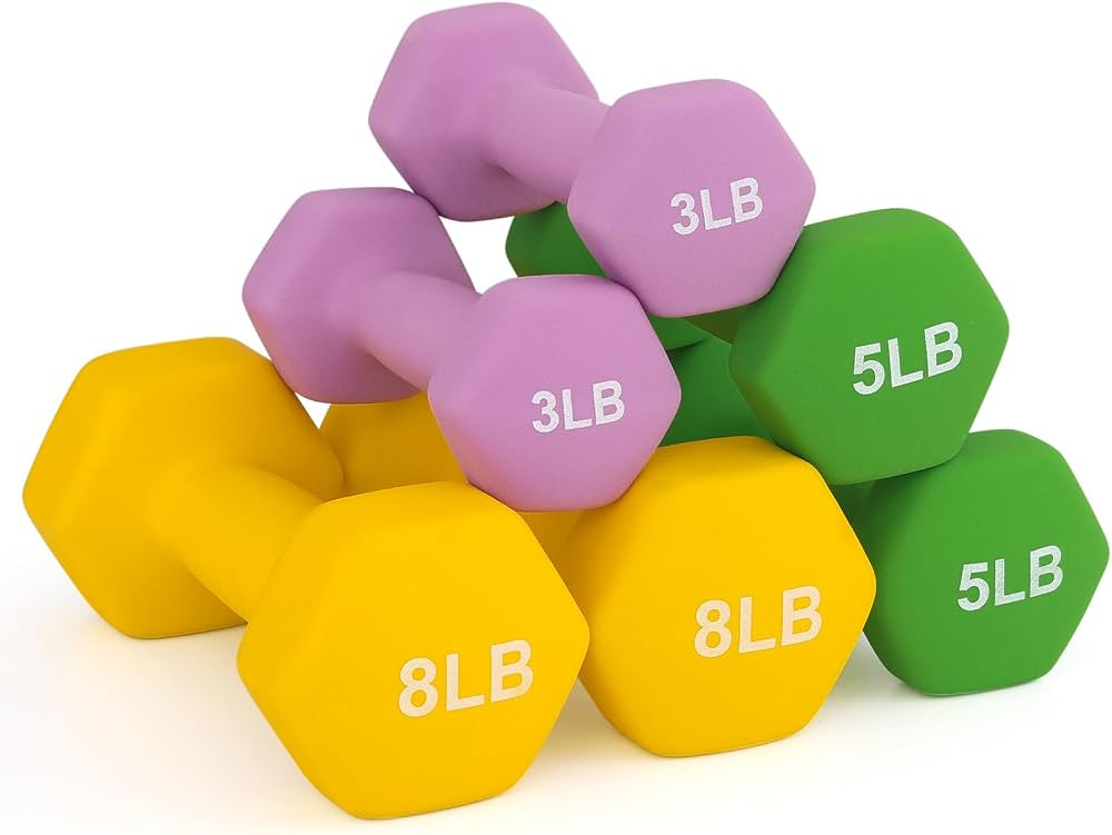 MADOG Dumbbell Set, Anti-Slip Neoprene Coated Hexagon Hand Weights for Home Gym Equipment Workout... | Amazon (US)