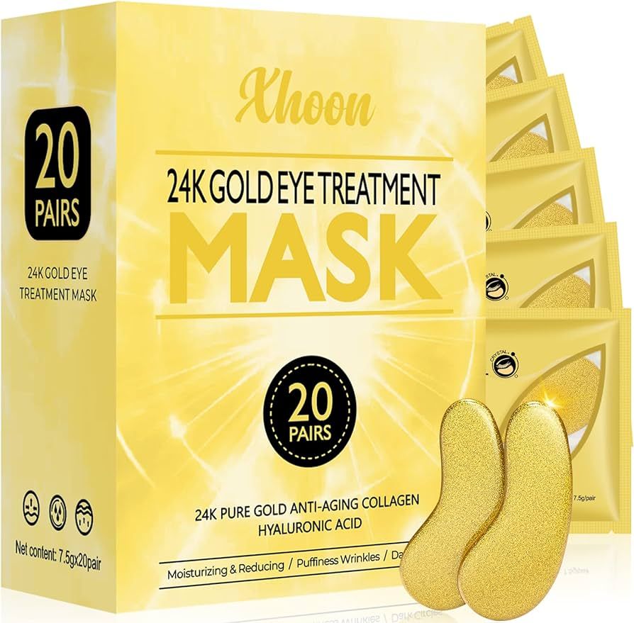 Xhoon 24K Gold Under Eye Patches - 20 Pairs Under Eye Mask Amino Acid & Collagen, Under Eye Mask ... | Amazon (US)