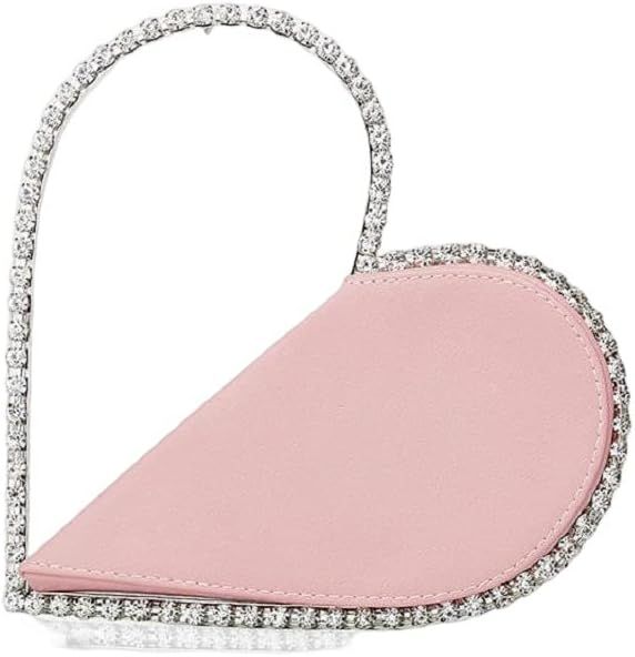 Women's Evening Clutch Bag Diamond Red Heart Evening Clutch Heart Shape Frame Wedding Party Purse... | Amazon (US)