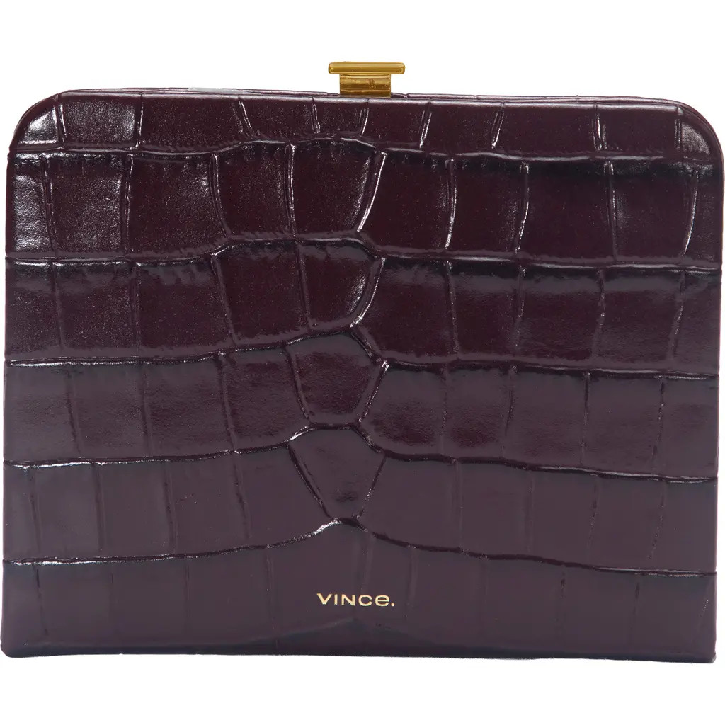 Vince Croc Embossed Frame Wallet in Bordeaux at Nordstrom | Nordstrom