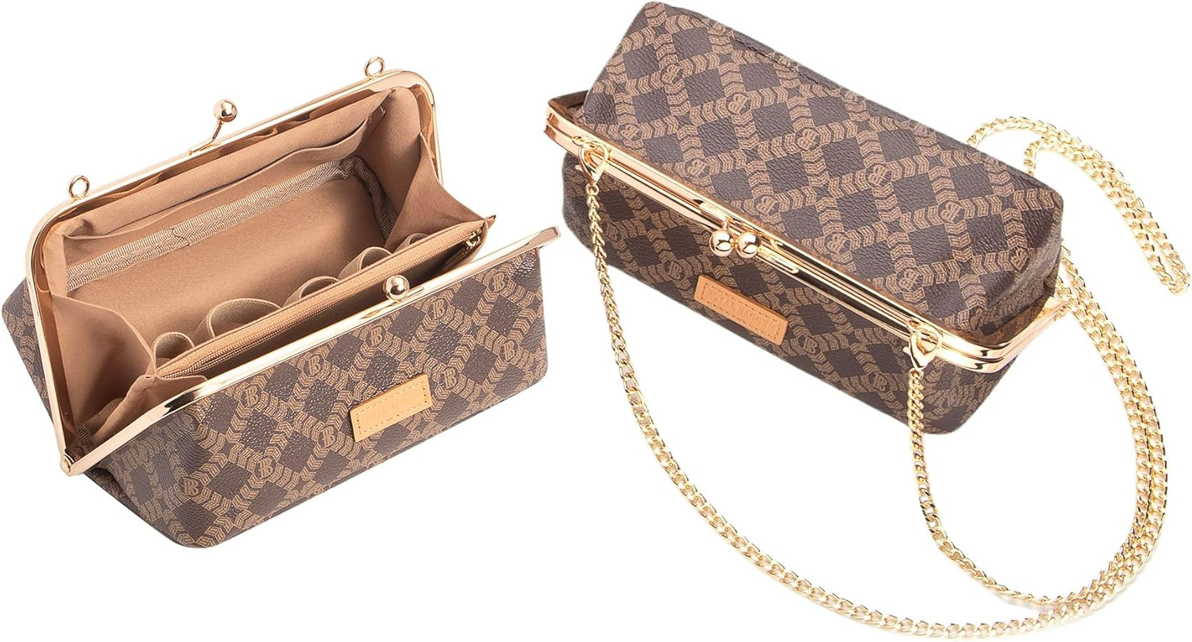 ROYAL BAGGER Women's Chain Handbag, Kiss-Lock Clasp Box Bag & Wallet, Signature Coated Canvas & V... | Amazon (US)