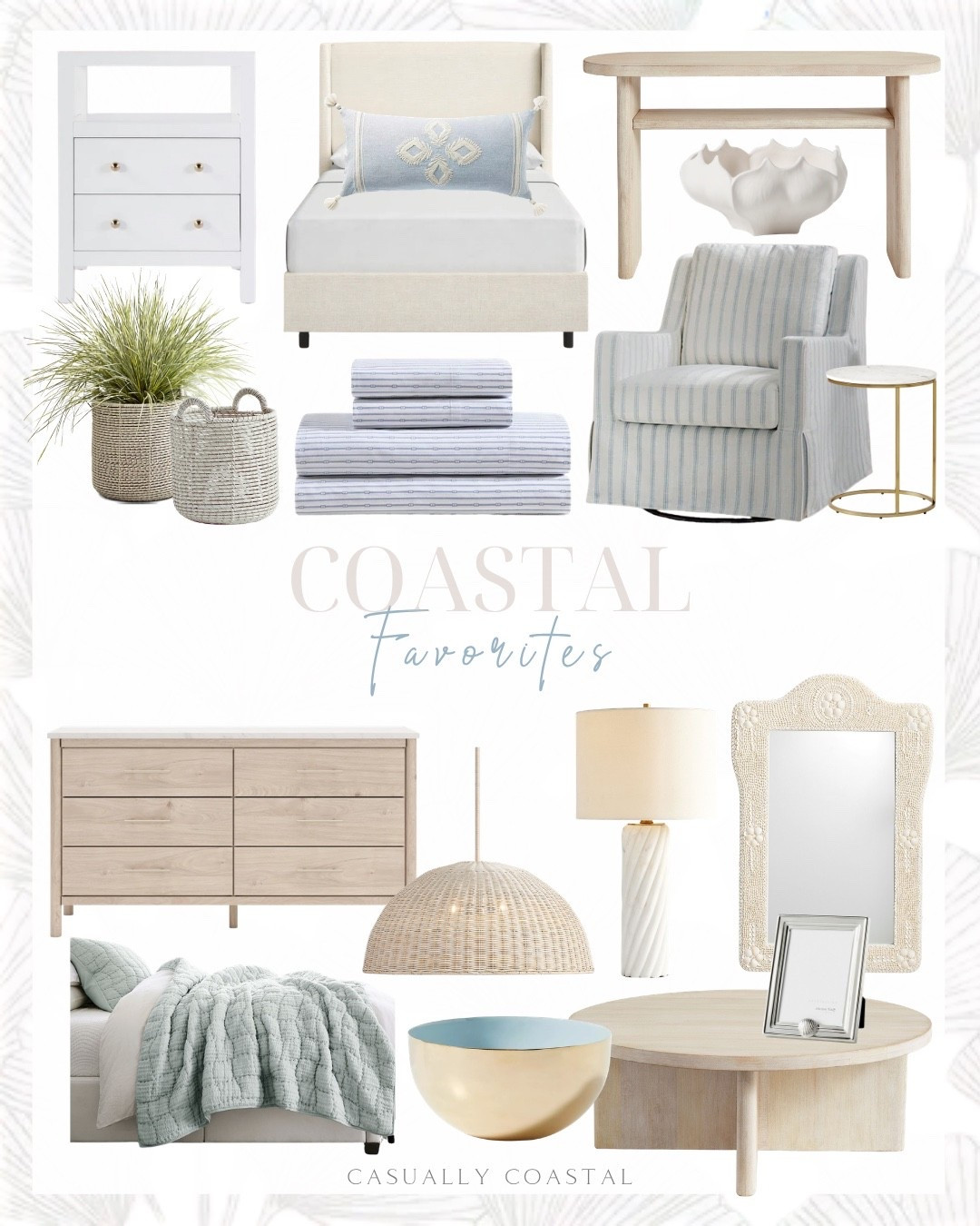 Coastal favorites! 

Coastal home decor, coastal style, coastal sale, coastal quilt, cloud quilt, pottery barn quilt, 2 drawer nightstand, wayfair bed, Tilly upholstered bed, Serena & lily pillow cover, coastal pillow covers, console table, pottery barn table, woven dome pendant, woven planter, twisted marble table lamp, round nesting coffee table, striped swivel rocking chair, slipcovered down-blend swivel chair, coastal bowl, Tommy Hilfiger percale cotton sheet set, coastal sheets, wayfair dresser, coastal dresser, oval marble c-table, drink table, shell rectangle mirror, coastal chandelier, star fruit bowl, silver shell icon frames

#LTKHome