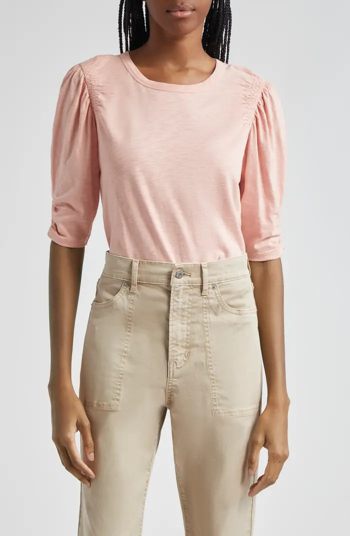 Jessa Smocked Shoulder Cotton T-Shirt | Nordstrom Rack